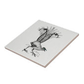 Zwart-witte lijntrekLyre Bird Tegeltje (Zijkant)