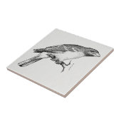 Zwart-witte lijntrekvogel tegeltje (Zijkant)