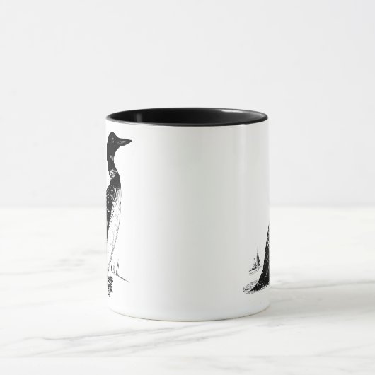 Zwart-witte lijnwasleoon mok (Midden)