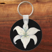 Zwart-witte Lily Sleutelhanger (Voorkant)
