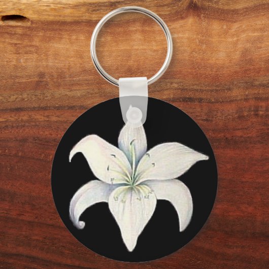 Zwart-witte Lily Sleutelhanger (Voorkant)
