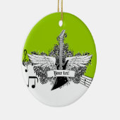 Zwart witte limoen elektrische gitaar & vleugels o keramisch ornament (Rechts)