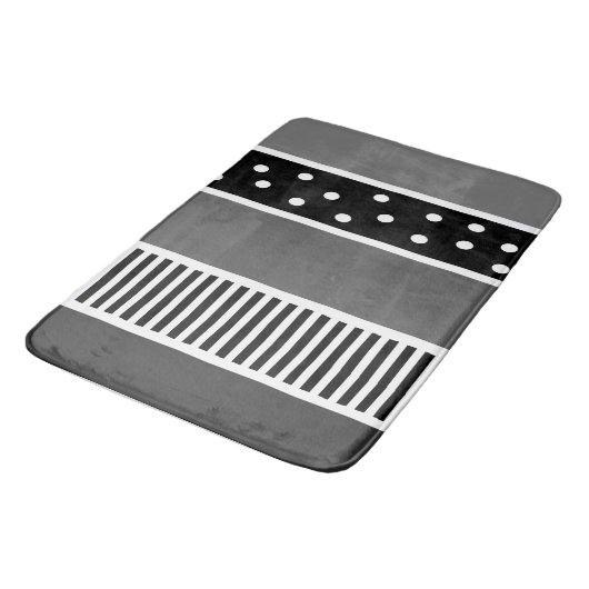Zwart-witte linnen en poka Dot Bath Mat (Gekanteld)