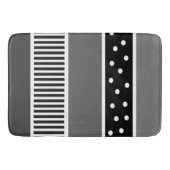 Zwart-witte linnen en poka Dot Bath Mat (Voorkant)