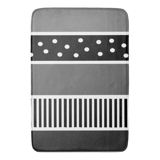 Zwart-witte linnen en poka Dot Bath Mat (Voorkant Verticaal)