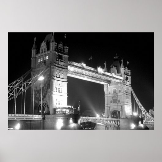 Zwart Witte Londen Tower Bridge Poster (Voorkant)