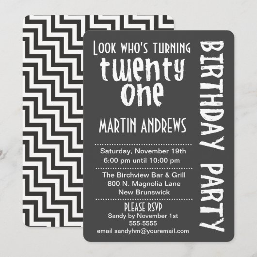 Zwart-witte look die 21 zondag draait kaart (Voorkant / Achterkant)