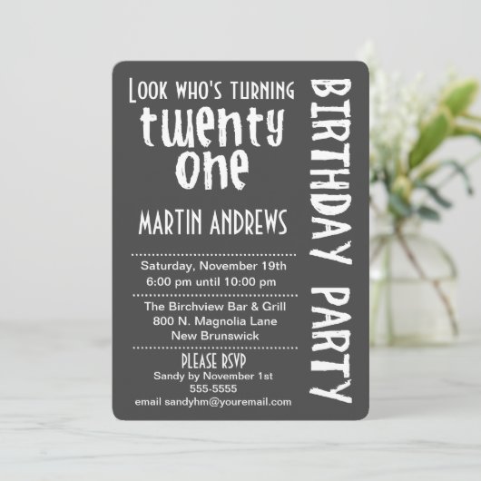 Zwart-witte look die 21 zondag draait kaart (Staand voorkant)