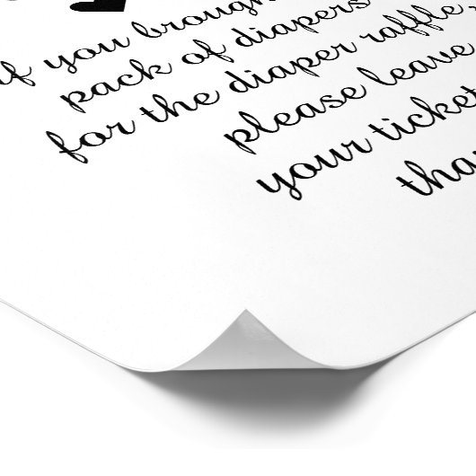 Zwart & Witte Luier Raffle Poster (Hoek)