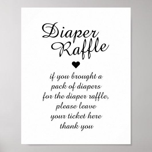 Zwart & Witte Luier Raffle Poster (Voorkant)