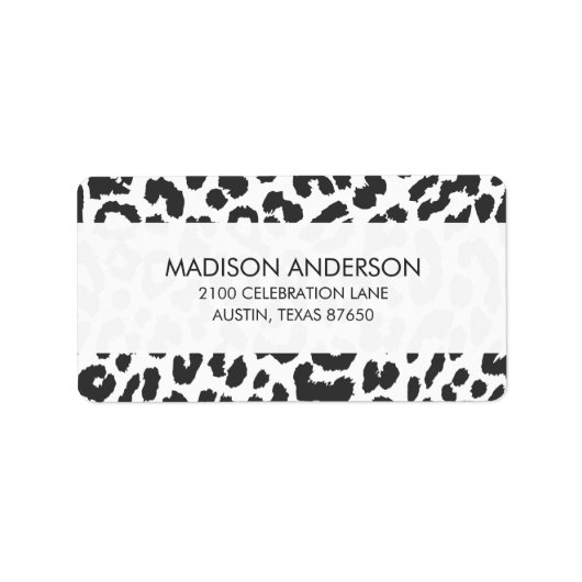 Zwart-witte luipaard afdrukken Dierlijke huidpatro Etiket (Voorkant)