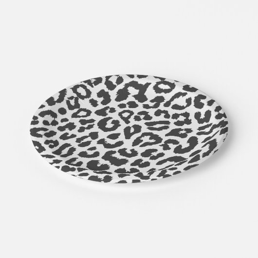 Zwart-witte luipaard afdrukken Dierlijke huidpatro Papieren Bordje (Gekanteld)