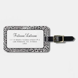 Zwart-witte luipaard Camouflauw Bagagelabel