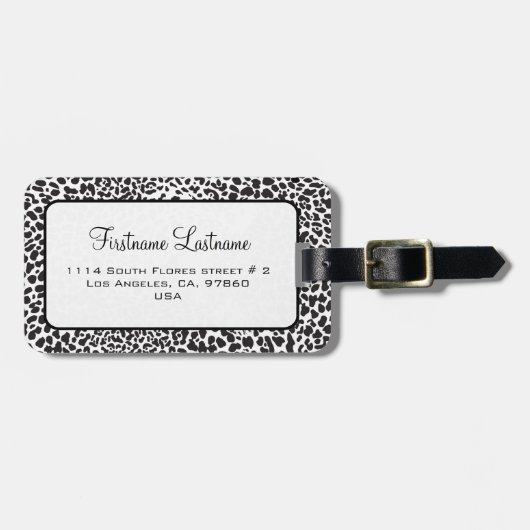 Zwart-witte luipaard Camouflauw Bagagelabel (Voorkant horizontaal)