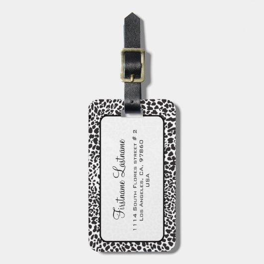 Zwart-witte luipaard Camouflauw Bagagelabel (Voorkant verticaal)