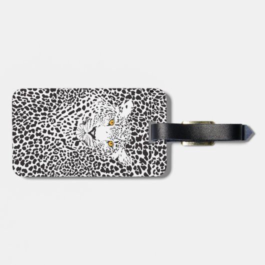 Zwart-witte luipaard Camouflauw Bagagelabel (Achterkant horizontaal)
