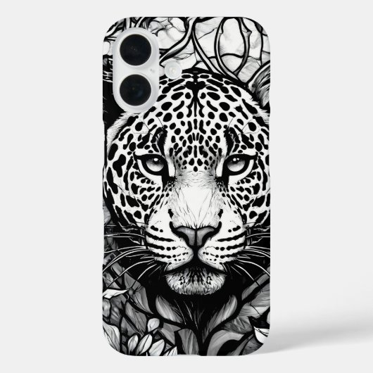 Zwart-witte luipaard Chic Monochroom Dier Case-Mate iPhone Case (Achterkant)