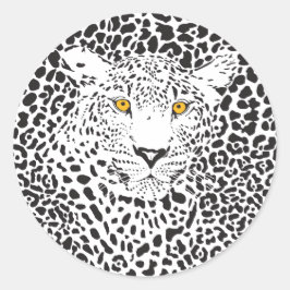 Zwart-witte luipaard in spikkelpatroon ronde sticker