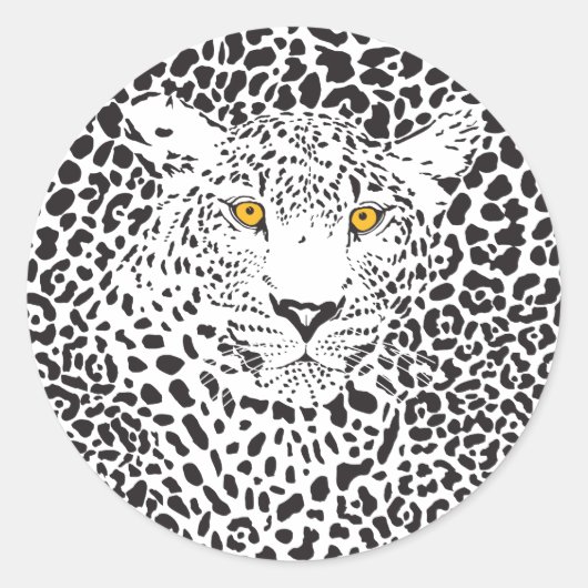 Zwart-witte luipaard in spikkelpatroon ronde sticker (Voorkant)