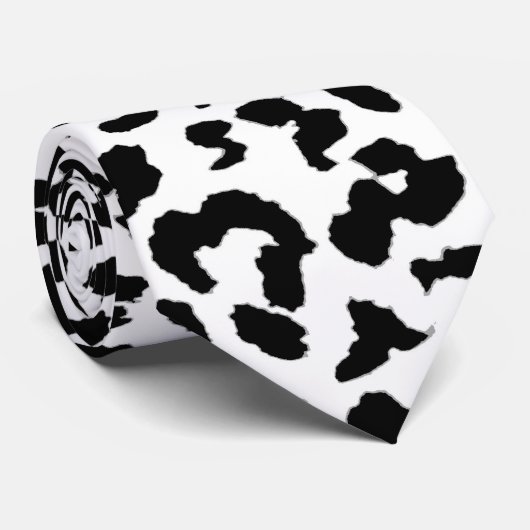 Zwart-witte luipaard stropdas (Opgerold)