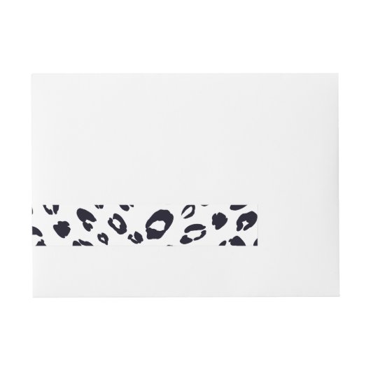 Zwart Witte Luipaardprint Kaart Wrap Around Labels Omwikkelbaar Adreslabel (Voorkant)