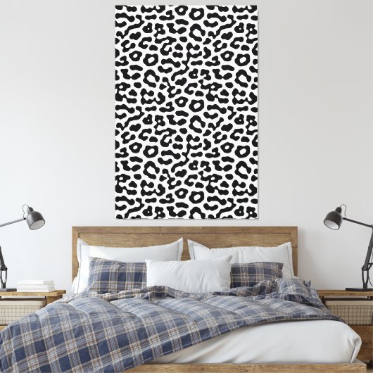 Zwart-witte luipspuiten Afdrukpatroon Canvas Afdruk (Insitu (Slaapkamer))