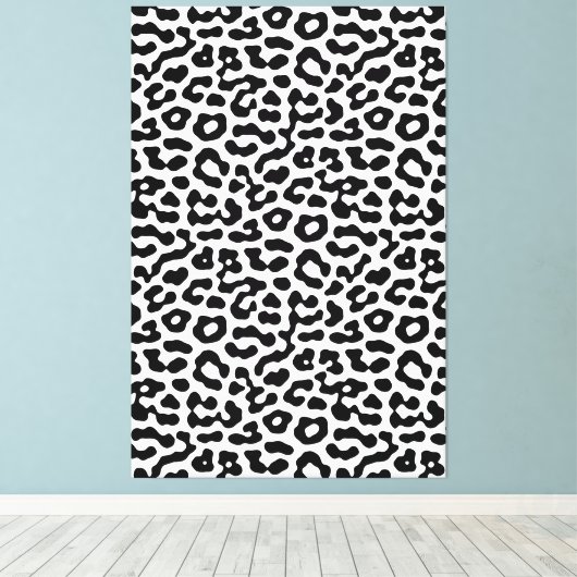 Zwart-witte luipspuiten Afdrukpatroon Canvas Afdruk (Insitu (Houten vloer))