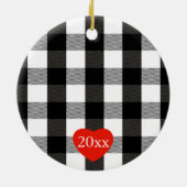 Zwart-witte Lumberjack Holly Berries Keramisch Ornament (Achterkant)