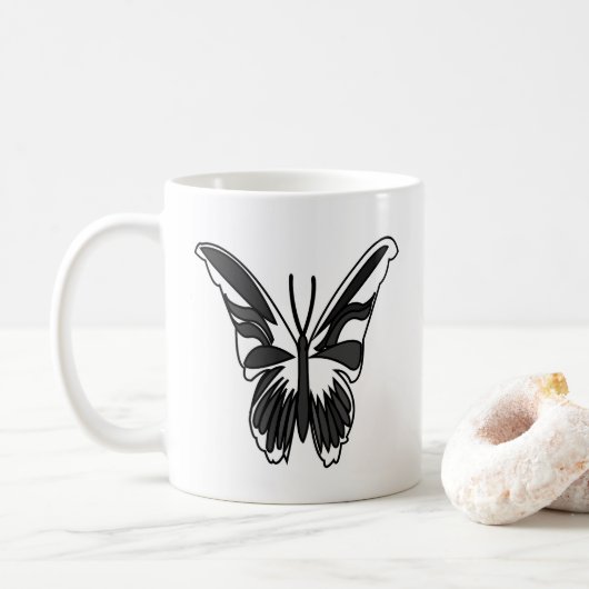 Zwart-Witte Luna-Motvlinder Koffiemok (Met donut)