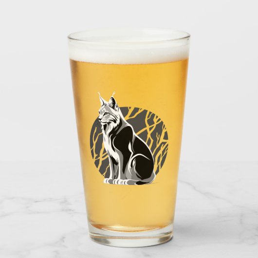 Zwart-Witte Lynx Glas (Voorkant gevuld)