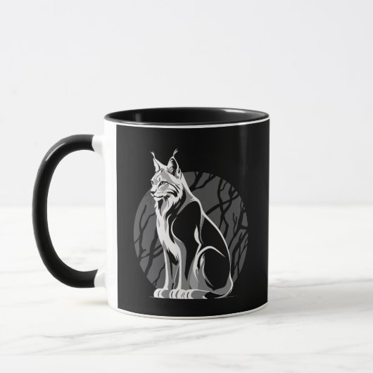 Zwart-Witte Lynx Mok (Links)