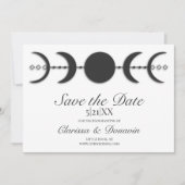 Zwart-witte maan fase Wiccan Handfasting Save The Date (Voorkant)