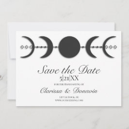 Zwart-witte maan fase Wiccan Handfasting Save The Date