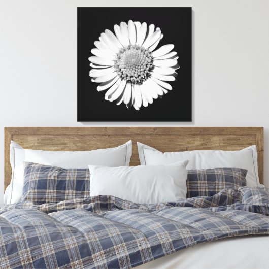Zwart Witte Madelief Bloem Kunst Botanische Fotogr Canvas Afdruk (Insitu (Slaapkamer))