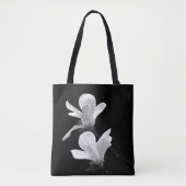 Zwart-witte Magnolia Tote Bag (Voorkant)