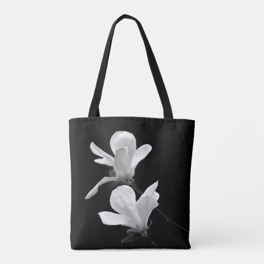 Zwart-witte Magnolia Tote Bag (Achterkant)