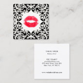 Zwart-witte makreel kunstenaar die het Rode Lips-p Vierkante Visitekaartje (Voorkant / Achterkant)