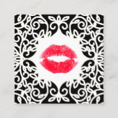 Zwart-witte makreel kunstenaar die het Rode Lips-p Vierkante Visitekaartje (Voorkant)