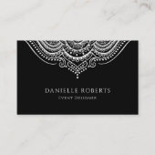 Zwart-witte mandala omgekeerde kleuren visitekaartje (Voorkant)