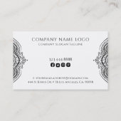 Zwart-witte mandala omgekeerde kleuren visitekaartje (Achterkant)