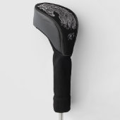 Zwart Witte Mandala Paardenkop Monogram Initiaal  Golfheadcover (Schuin)