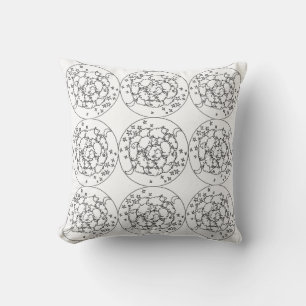 Zwart Witte Mandala Schaap en Sterren Patroon Kuss Kussen
