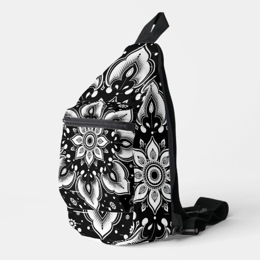 Zwart Witte Mandala Schoudertas Sling Bag (Rechterhoek)