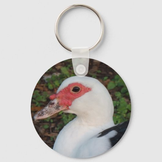 Zwart-witte marjovis Duck Hen Sleutelhanger (Voorkant)