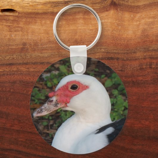 Zwart-witte marjovis Duck Hen Sleutelhanger (Voorkant)