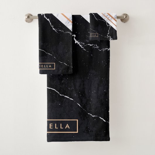 Zwart-witte marmer bad handdoek (Insitu)