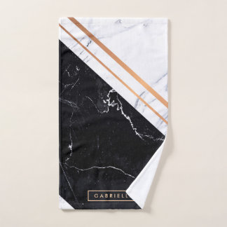Zwart-witte marmer bad handdoek
