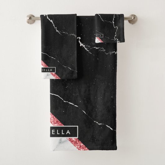 Zwart-witte marmer bad handdoek (Insitu)