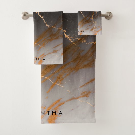 Zwart-witte marmer bad handdoek (Insitu)