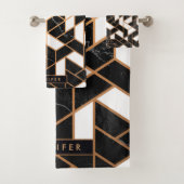 Zwart-witte marmer bad handdoek (Insitu)